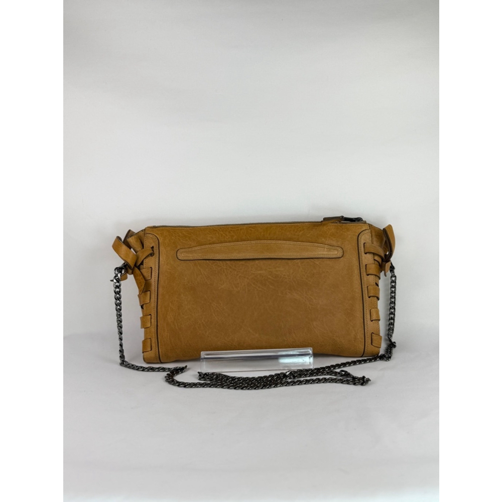 Women's Authentic Miu Miu Tan Leather Clutch Chain Crossbody Bag Metal Braided - Picture 2 of 11